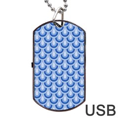 Awesome Retro Pattern Blue Dog Tag Usb Flash (one Side)