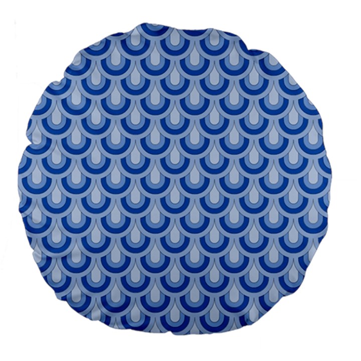 Awesome Retro Pattern Blue Large 18  Premium Flano Round Cushions