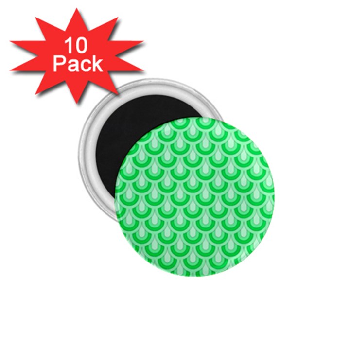 Awesome Retro Pattern Green 1.75  Magnets (10 pack) 