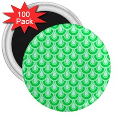 Awesome Retro Pattern Green 3  Magnets (100 Pack)