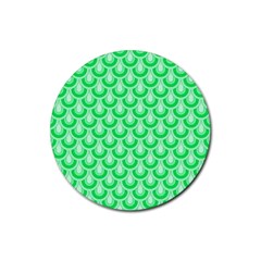 Awesome Retro Pattern Green Rubber Coaster (round)  by ImpressiveMoments