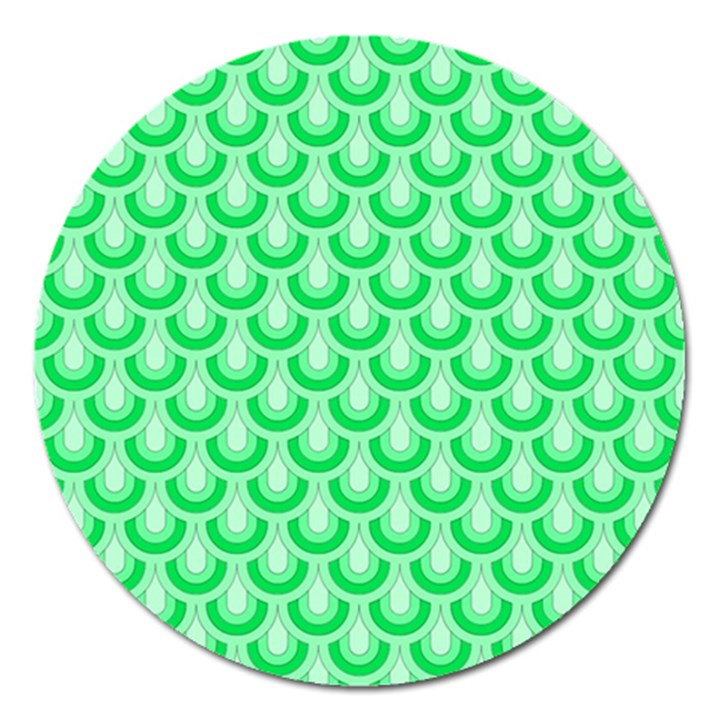 Awesome Retro Pattern Green Magnet 5  (Round)