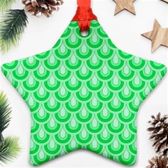 Awesome Retro Pattern Green Star Ornament (two Sides) 