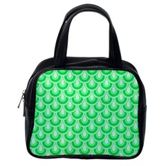 Awesome Retro Pattern Green Classic Handbags (one Side)