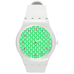 Awesome Retro Pattern Green Round Plastic Sport Watch (m)