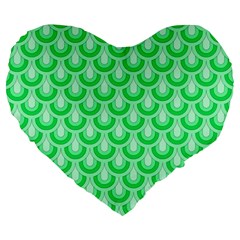 Awesome Retro Pattern Green Large 19  Premium Heart Shape Cushions