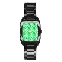 Awesome Retro Pattern Green Stainless Steel Barrel Watch