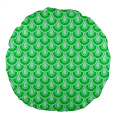 Awesome Retro Pattern Green Large 18  Premium Flano Round Cushions