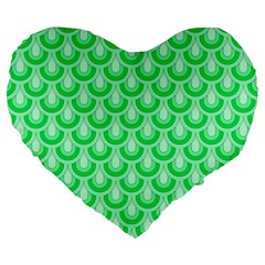 Awesome Retro Pattern Green Large 19  Premium Flano Heart Shape Cushions