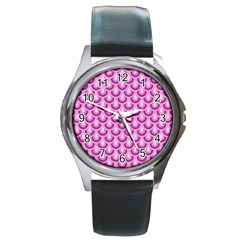 Awesome Retro Pattern Lilac Round Metal Watches