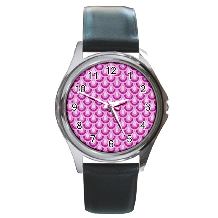 Awesome Retro Pattern Lilac Round Metal Watches