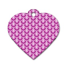 Awesome Retro Pattern Lilac Dog Tag Heart (one Side)