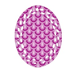 Awesome Retro Pattern Lilac Oval Filigree Ornament (2-side) 