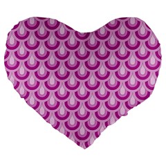 Awesome Retro Pattern Lilac Large 19  Premium Heart Shape Cushions