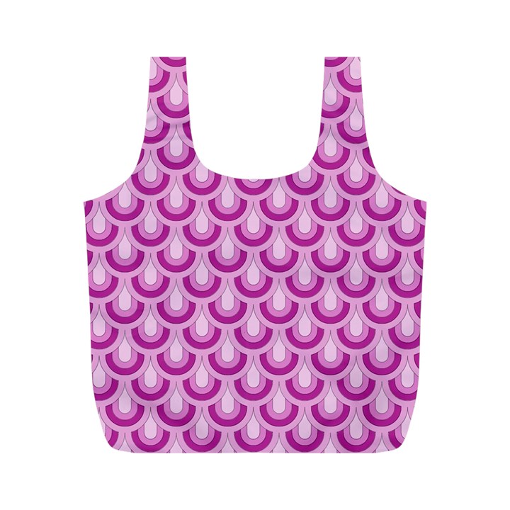 Awesome Retro Pattern Lilac Full Print Recycle Bags (M) 