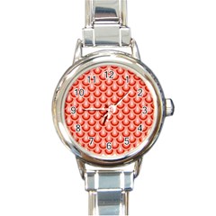 Awesome Retro Pattern Red Round Italian Charm Watches