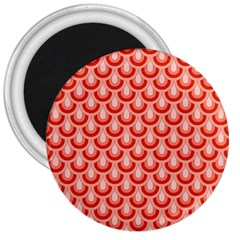 Awesome Retro Pattern Red 3  Magnets by ImpressiveMoments