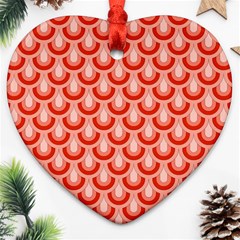 Awesome Retro Pattern Red Ornament (heart) 