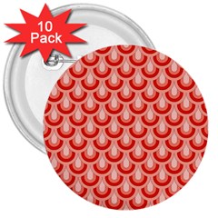 Awesome Retro Pattern Red 3  Buttons (10 Pack) 