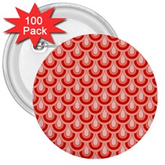 Awesome Retro Pattern Red 3  Buttons (100 Pack) 