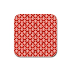 Awesome Retro Pattern Red Rubber Square Coaster (4 Pack) 