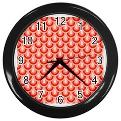 Awesome Retro Pattern Red Wall Clocks (black) by ImpressiveMoments