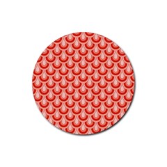 Awesome Retro Pattern Red Rubber Coaster (round) 