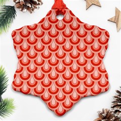 Awesome Retro Pattern Red Snowflake Ornament (2-side)