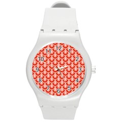 Awesome Retro Pattern Red Round Plastic Sport Watch (m)