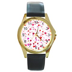 Heart 2014 0601 Round Gold Metal Watches