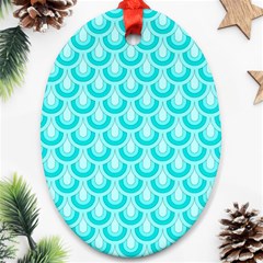 Awesome Retro Pattern Turquoise Ornament (oval) 