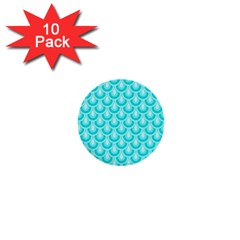 Awesome Retro Pattern Turquoise 1  Mini Buttons (10 Pack)  by ImpressiveMoments