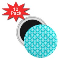 Awesome Retro Pattern Turquoise 1 75  Magnets (10 Pack) 