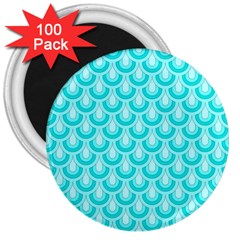 Awesome Retro Pattern Turquoise 3  Magnets (100 Pack)