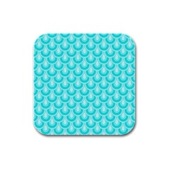 Awesome Retro Pattern Turquoise Rubber Square Coaster (4 Pack) 