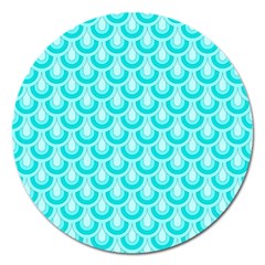 Awesome Retro Pattern Turquoise Magnet 5  (round)