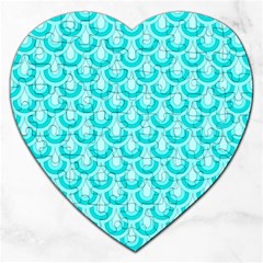 Awesome Retro Pattern Turquoise Jigsaw Puzzle (heart)