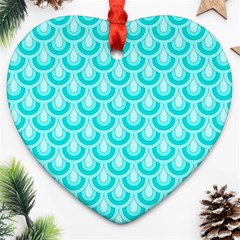 Awesome Retro Pattern Turquoise Heart Ornament (2 Sides)