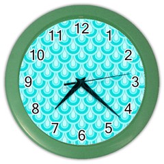 Awesome Retro Pattern Turquoise Color Wall Clocks by ImpressiveMoments