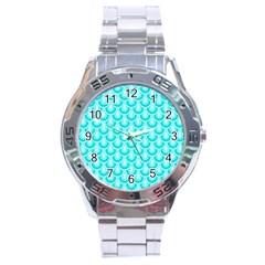 Awesome Retro Pattern Turquoise Stainless Steel Men s Watch