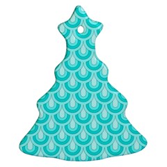 Awesome Retro Pattern Turquoise Ornament (christmas Tree)