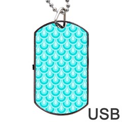 Awesome Retro Pattern Turquoise Dog Tag Usb Flash (one Side)