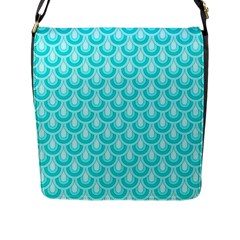 Awesome Retro Pattern Turquoise Flap Messenger Bag (l) 