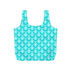 Awesome Retro Pattern Turquoise Full Print Recycle Bags (s) 