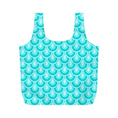 Awesome Retro Pattern Turquoise Full Print Recycle Bags (m) 