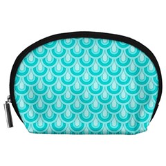 Awesome Retro Pattern Turquoise Accessory Pouches (large) 