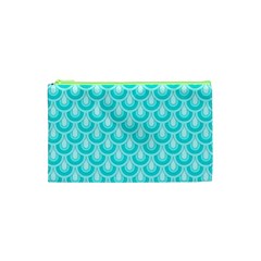 Awesome Retro Pattern Turquoise Cosmetic Bag (xs)