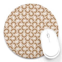 Retro Mirror Pattern Brown Round Mousepads