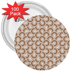 Retro Mirror Pattern Brown 3  Buttons (100 Pack)  by ImpressiveMoments