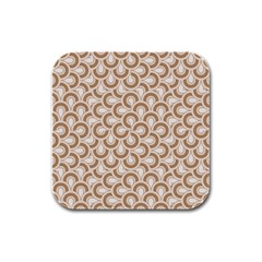 Retro Mirror Pattern Brown Rubber Square Coaster (4 Pack) 